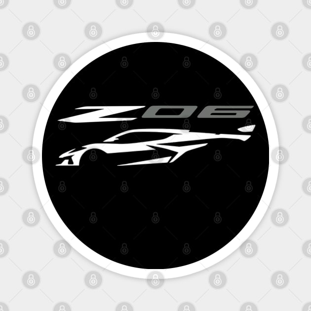 C8 Arctic White Z06 c8r graphic car silhouette Magnet by cowtown_cowboy